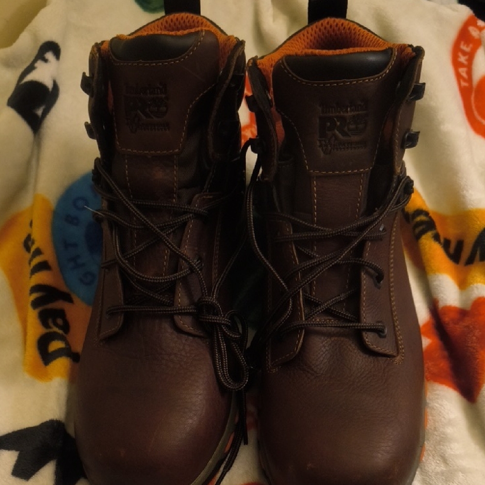 Timberland PRO Men’s Brown Work Boots with Orange Lining